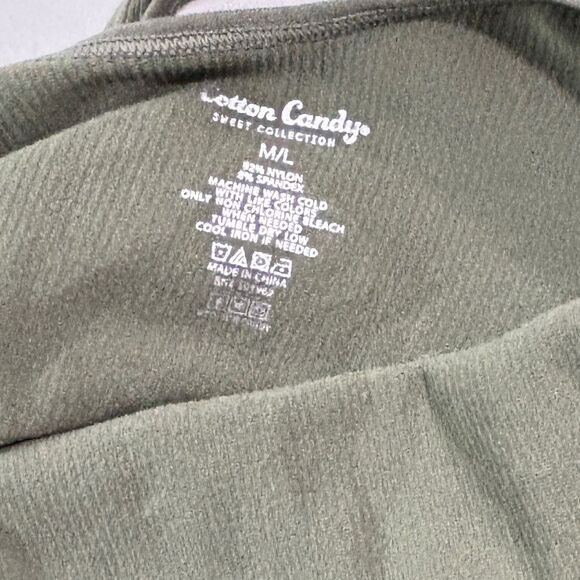 Cotton Candy Women’s Open Back Halter Army Green Sleeveless Ribbed Bodysuit M/L - Picture 11 of 11